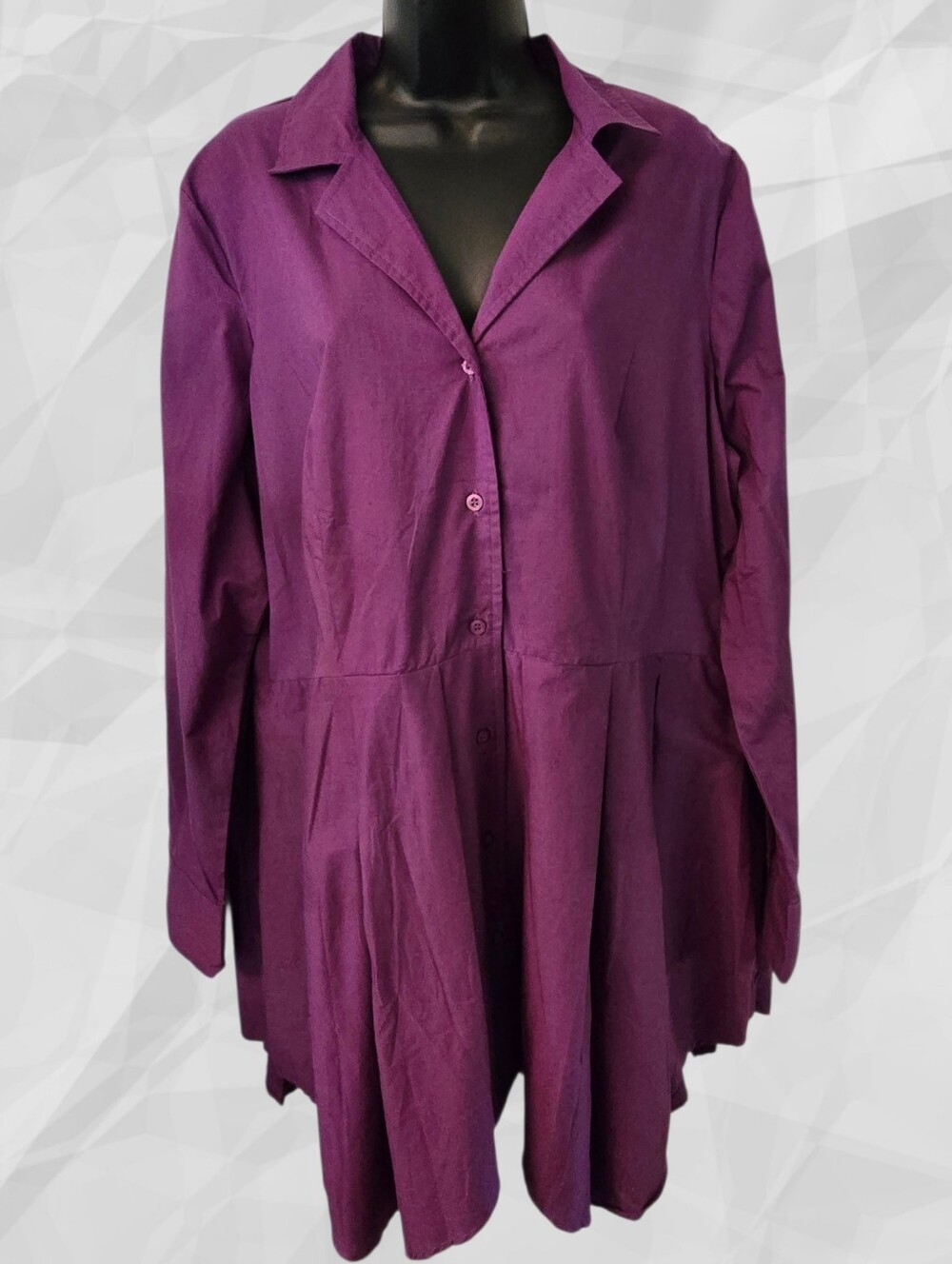 Metrostyle Pleated Button-Down Tunic Top Plus Size
